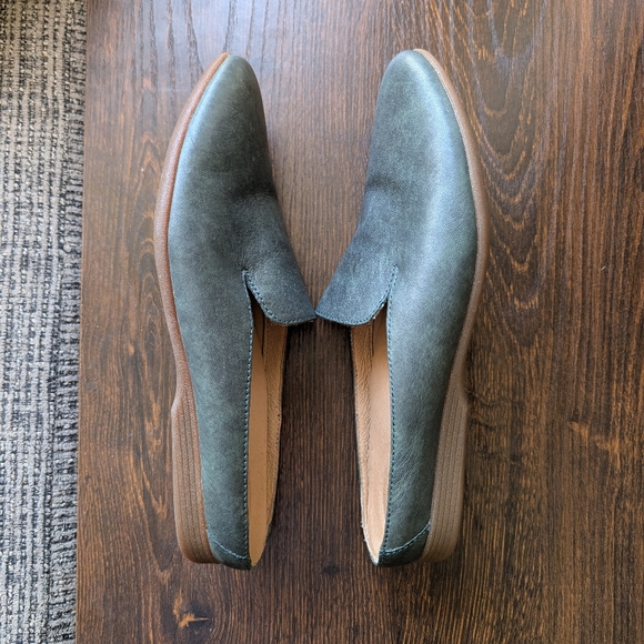 Dansko Lexie Green Leather Pointed Mule Flat Slip on Comfort Shoes - Picture 7 of 11